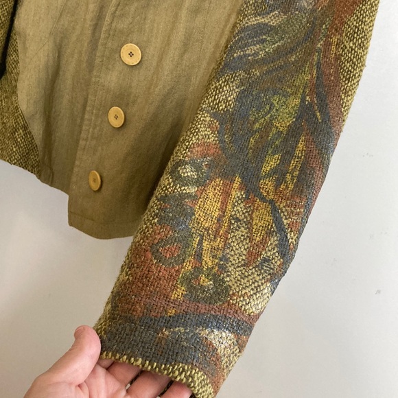 OHDD Jacket Women's 30 Small Medium Mixed Fabric Blazer Wool Metallic Artsy - Picture 7 of 12